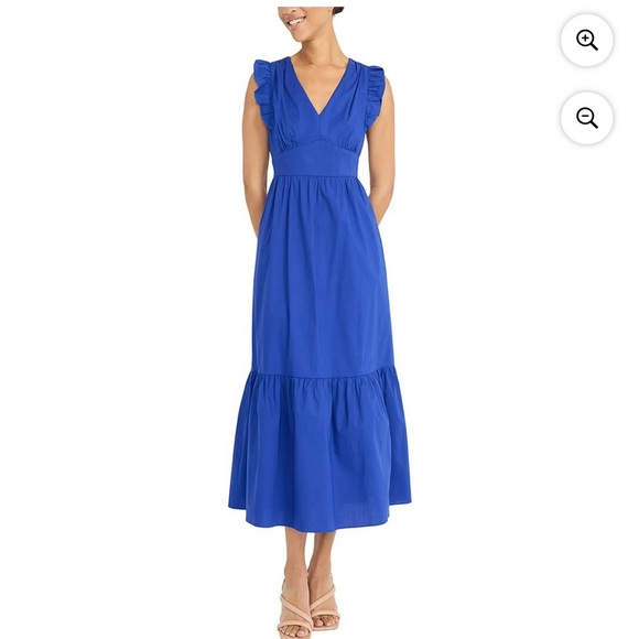 Blue Ruffle Maxi Dress - Picture 1 of 7